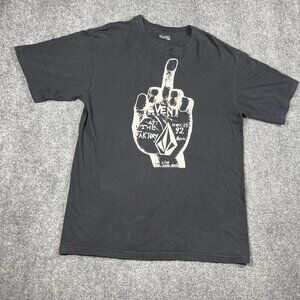 Volcom Shirt Mens Large Short Sleeve Graphic Print Crewneck Black Skater Casual